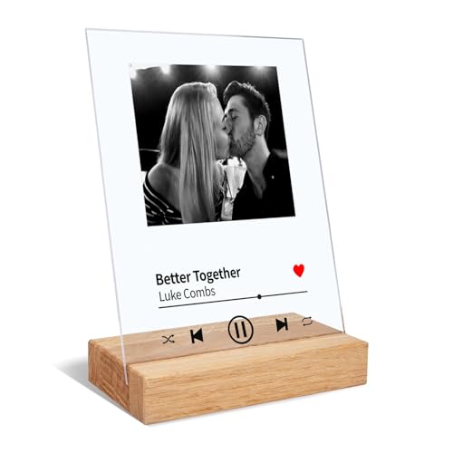 Sangkoo Personalisierte Song Cover Glas Acryl mit Eigenem Foto Bild Name in Spotify Musik Cover, Geburtstag Hochzeit Freundin Wift Ehemann Geschenk, 15x20cm hinter 5mm Song Cover Acrylglas von Sangkoo