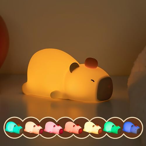 Sangyn Capybara Nachtlicht Kinder 7 Farben süßes Tier weiche Silikon LED Lampe mit Dimmbar und Timer, Touch-Steuerung, tragbar und wiederaufladbar Baby Nachtlicht für Schlafzimmer Kinderzimmer Sangyn Capybara Nachtlicht Kinder 7 Farben süßes Tier weiche Silikon LED Lampe mit Dimmbar und Timer, Touch-Steuerung, tragbar und wiederaufladbar Baby Nachtlicht für Schlafzimmer Kinderzimmer von Sangyn