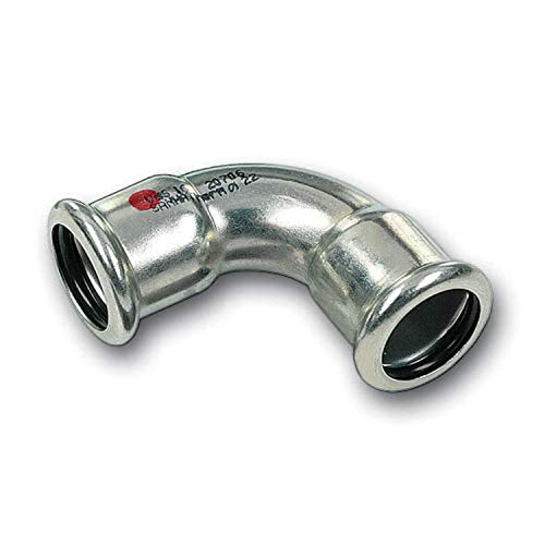 Sanha Therm 24000 Series 24000 90° gebogen mit weiblichem Ende, für geschlossene Heizungsanlagen, Druckluftsysteme und Feuerlöscher, Stahl (Referenz: 124002A76) von Sanha