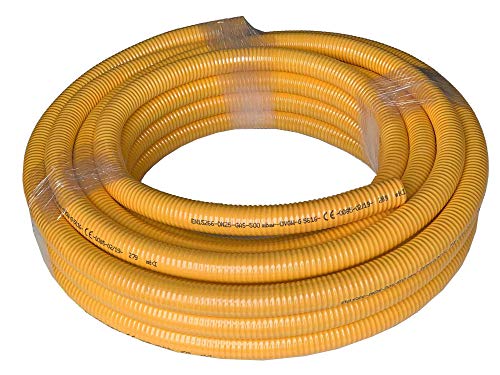 Gas-Flexschlauch Edelstahlwellrohr DN12 bis DN25 mit gelbem PVC-Mantel als Meterware - DVGW zertifiziert, Nennweite:DN16 von Sani-Flex
