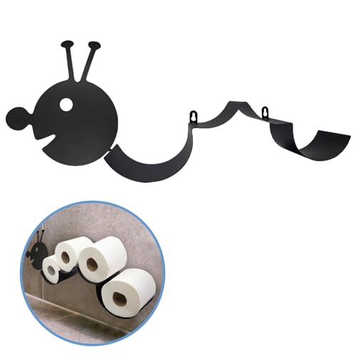 Sanics Ersatzrollenhalter Freistehend Schwarz - Toilettenpapierhalter Hängend inklusive Montageset - WC Rollenhalter Wandhalterung mit Schrauben - Ersatzrollenhalter Raupe - WC Papierhalter für 4 von Sanics