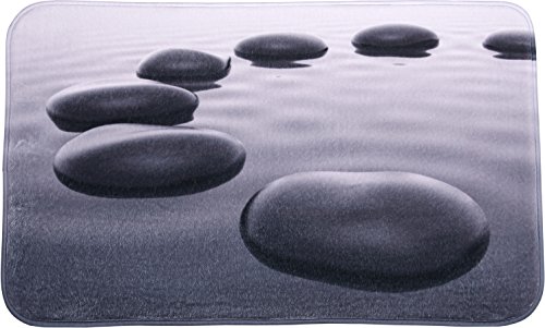 Badteppich Black Stones 50 x 80 cm, hochwertige Qualität, sehr weich, schnelltrocknend, waschbar, rutschhemmend, Fußbodenheizung geeignet von Sanilo