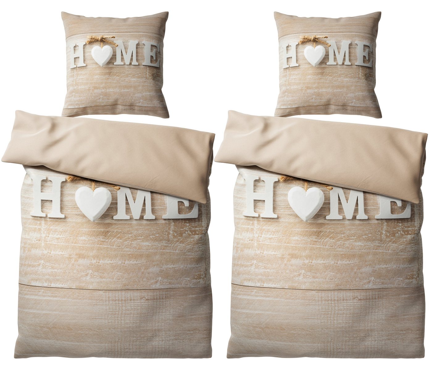 Bettwäsche Home 135x200 cm, Bettbezug und Kissenbezug, Sanilo, Baumwolle, 4 teilig von Sanilo