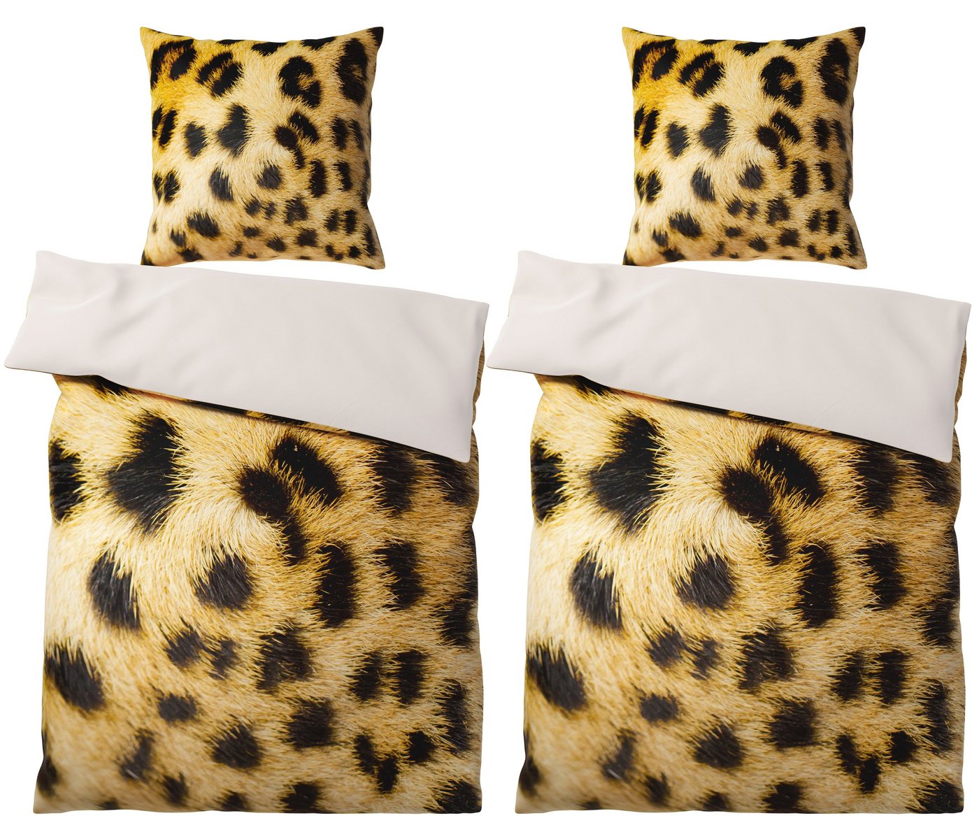 Bettwäsche Leopardenfell 135x200 cm, Bettbezug und Kissenbezug, Sanilo, Baumwolle, 4 teilig von Sanilo