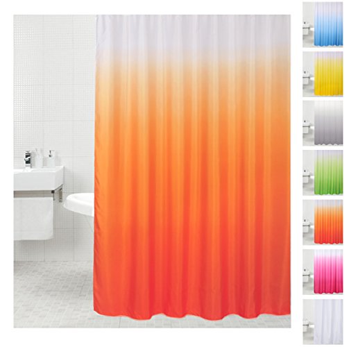 Sanilo Duschvorhang, viele einfarbige Duschvorhänge zur Auswahl, hochwertige Qualität, inkl. 12 Ringe, wasserdicht, Anti-Schimmel-Effekt (180 x 200 cm Orange) von Sanilo