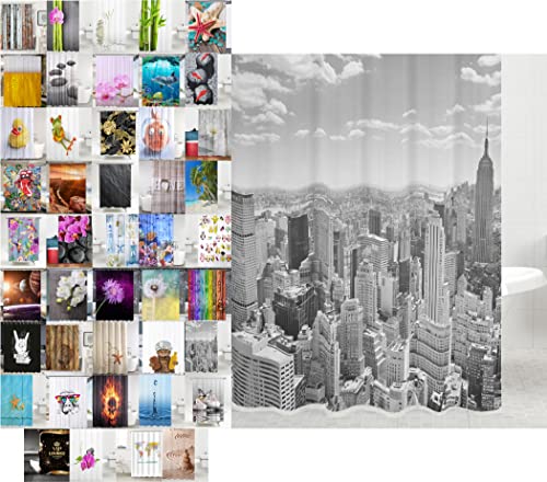Sanilo Duschvorhang, viele schöne Duschvorhänge zur Auswahl, hochwertige Qualität, inkl. 12 Ringe, wasserdicht, Anti-Schimmel-Effekt (Skyline New York, 180 x 200 cm) von Sanilo