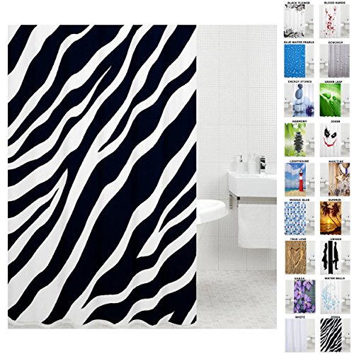 Sanilo Duschvorhang, viele schöne Duschvorhänge zur Auswahl, hochwertige Qualität, inkl. 12 Ringe, wasserdicht, Anti-Schimmel-Effekt (180 x 200 cm, Zebra) von Sanilo