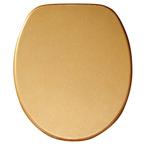 Sanilo WC Sitz, hochwertiger Toilettendeckel, einfache Montage, stabile Scharniere, Glitzer Gold von Sanilo