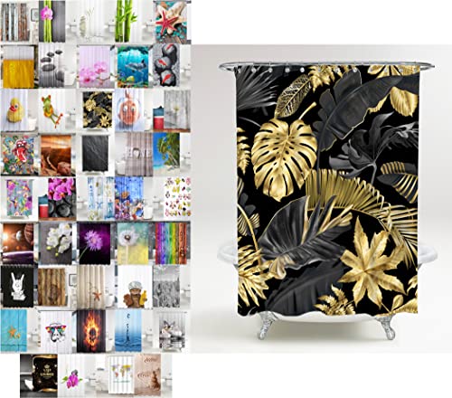 Sanilo Duschvorhang, viele schöne Duschvorhänge zur Auswahl, hochwertige Qualität, inkl. 12 Ringe, wasserdicht, Anti-Schimmel-Effekt (Golden Leaves, 180 x 200 cm) von Sanilo