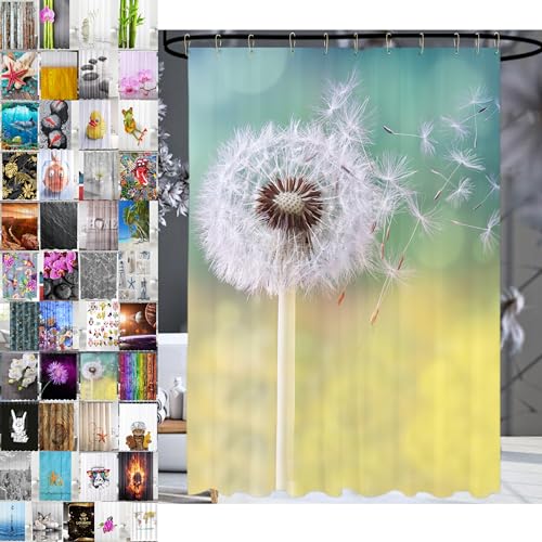 Sanilo Duschvorhang, viele schöne Duschvorhänge zur Auswahl, hochwertige Qualität, inkl. 12 Ringe, wasserdicht, Anti-Schimmel-Effekt (Pusteblume, 180 x 200 cm) von Sanilo