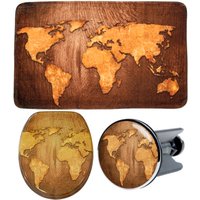 Sanilo Bad-Accessoire-Set, 3-tlg., World Map - braun Sanilo Bad-Accessoire-Set, 3-tlg., World Map - braun von Sanilo