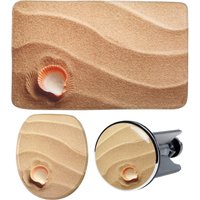 Sanilo Badaccessoire-Set "Clam", (Komplett-Set, 3 tlg.), bestehend aus WC-Sitz, Badteppich und Waschbeckenstöpsel von Sanilo