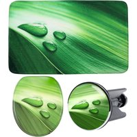 Sanilo Badaccessoire-Set "Green Leaf", (Komplett-Set, 3 tlg.), bestehend aus WC-Sitz, Badteppich und Waschbeckenstöpsel von Sanilo