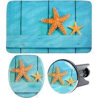 Sanilo Badaccessoire-Set "Starfish", (Komplett-Set, 3 tlg.), bestehend aus WC-Sitz, Badteppich und Waschbeckenstöpsel von Sanilo