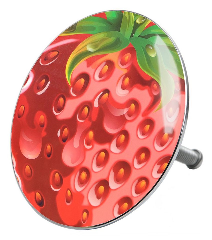 Sanilo Badewannenstöpsel Strawberry, Ø 7.2 cm, hochwertig, universell, mit Motiv, 100% wasserdicht von Sanilo