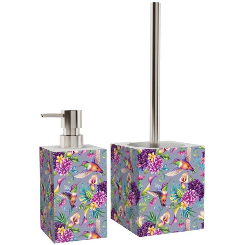 Sanilo Badezimmer Set, Seifenspender und WC Bürste Kolibri von Sanilo