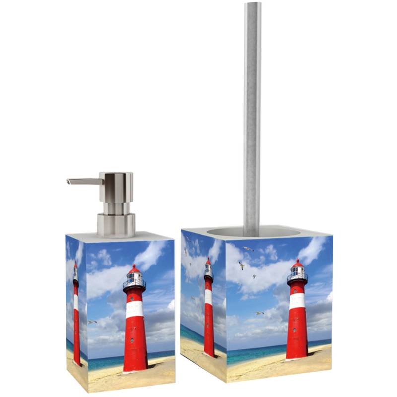 Sanilo Badezimmer Set, Seifenspender und WC Bürste Leuchtturm von Sanilo