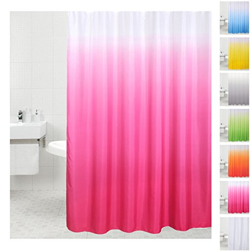 Sanilo Duschvorhang, viele einfarbige Duschvorhänge zur Auswahl, hochwertige Qualität, inkl. 12 Ringe, wasserdicht, Anti-Schimmel-Effekt (180 x 180 cm, Pink) von Sanilo