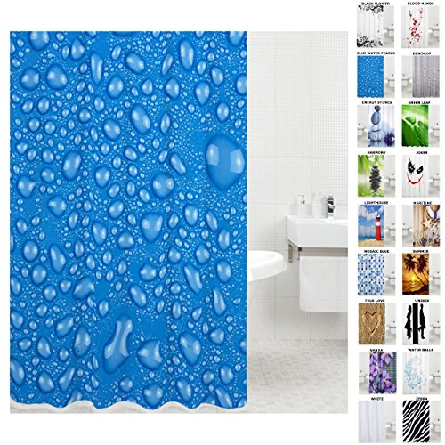 Sanilo Duschvorhang, viele schöne Duschvorhänge zur Auswahl, hochwertige Qualität, inkl. 12 Ringe, wasserdicht, Anti-Schimmel-Effekt (180 x 200 cm, Blue Water Pearls) von Sanilo