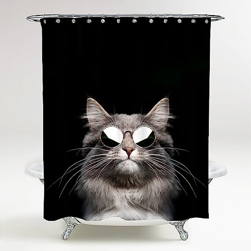 Sanilo Duschvorhang, viele schöne Duschvorhänge zur Auswahl, hochwertige Qualität, inkl. 12 Ringe, wasserdicht, Anti-Schimmel-Effekt (180 x 200 cm, Cool Cat) von Sanilo