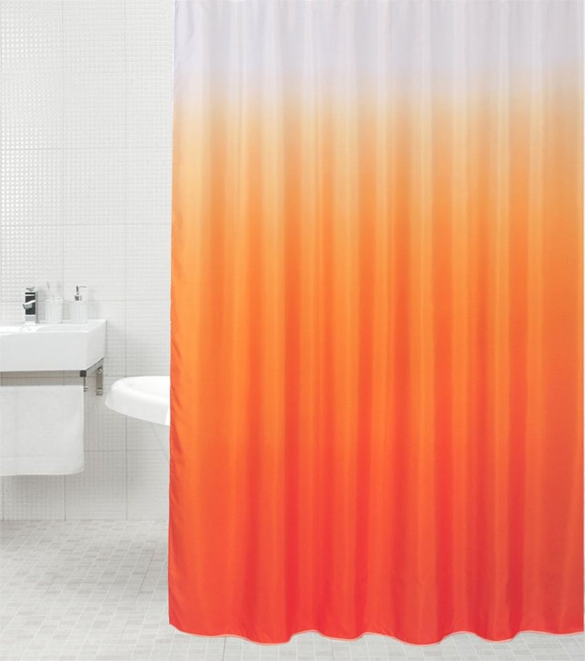 Sanilo Duschvorhang Magic Orange 180 x 200 cm, 100% wasserdicht, Anti-Schimmel-Effekt, hochwertige Qualität von Sanilo