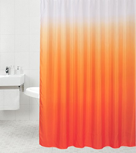 Sanilo Duschvorhang Magic Orange 180 x 200 cm, hochwertige Qualität, 100% Polyester, wasserdicht, Anti-Schimmel-Effekt, inkl. 12 Duschvorhangringe von Sanilo