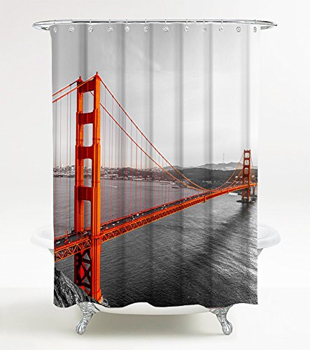 Sanilo Duschvorhang San Francisco 180 x 200 cm, hochwertige Qualität, 100% Polyester, wasserdicht, Anti-Schimmel-Effekt, inkl. 12 Duschvorhangringe von Sanilo