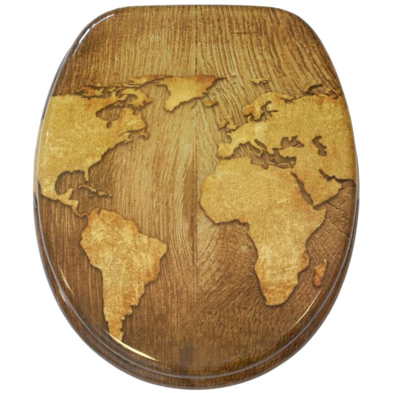 Sanilo WC Sitz World Map, Hochwertiger und Stabiler Toilettendeckel aus Holz von Sanilo