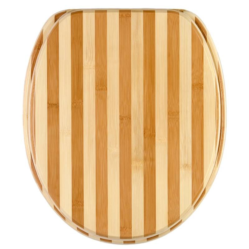 Sanilo WC Sitz mit Absenkautomatik Bambus Gestreift, Hochwertiger und Stabiler Toilettendeckel aus Holz von Sanilo