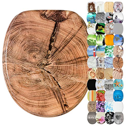 Sanilo WC-Sitz mit Absenkautomatik I Hochwertiger Toilettensitz aus Holz I Toilettendeckel in verschiedenen Motiven (Old Tree) von Sanilo