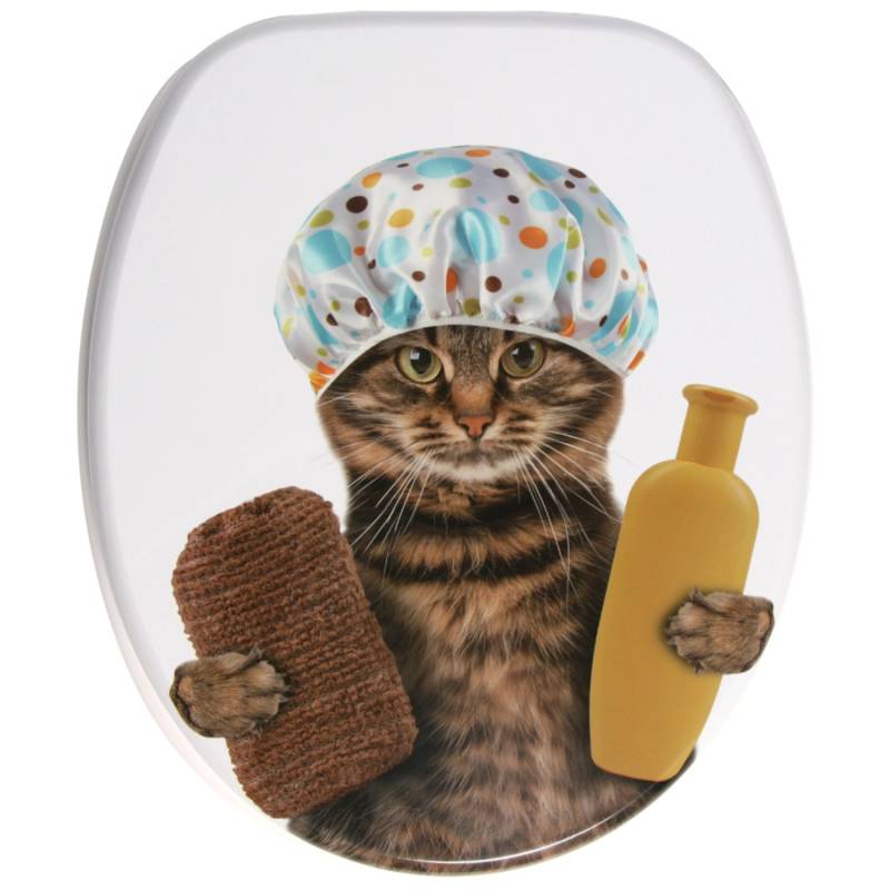 Sanilo WC Sitz mit Absenkautomatik Shower Cat, Hochwertiger und Stabiler Toilettendeckel aus Holz von Sanilo