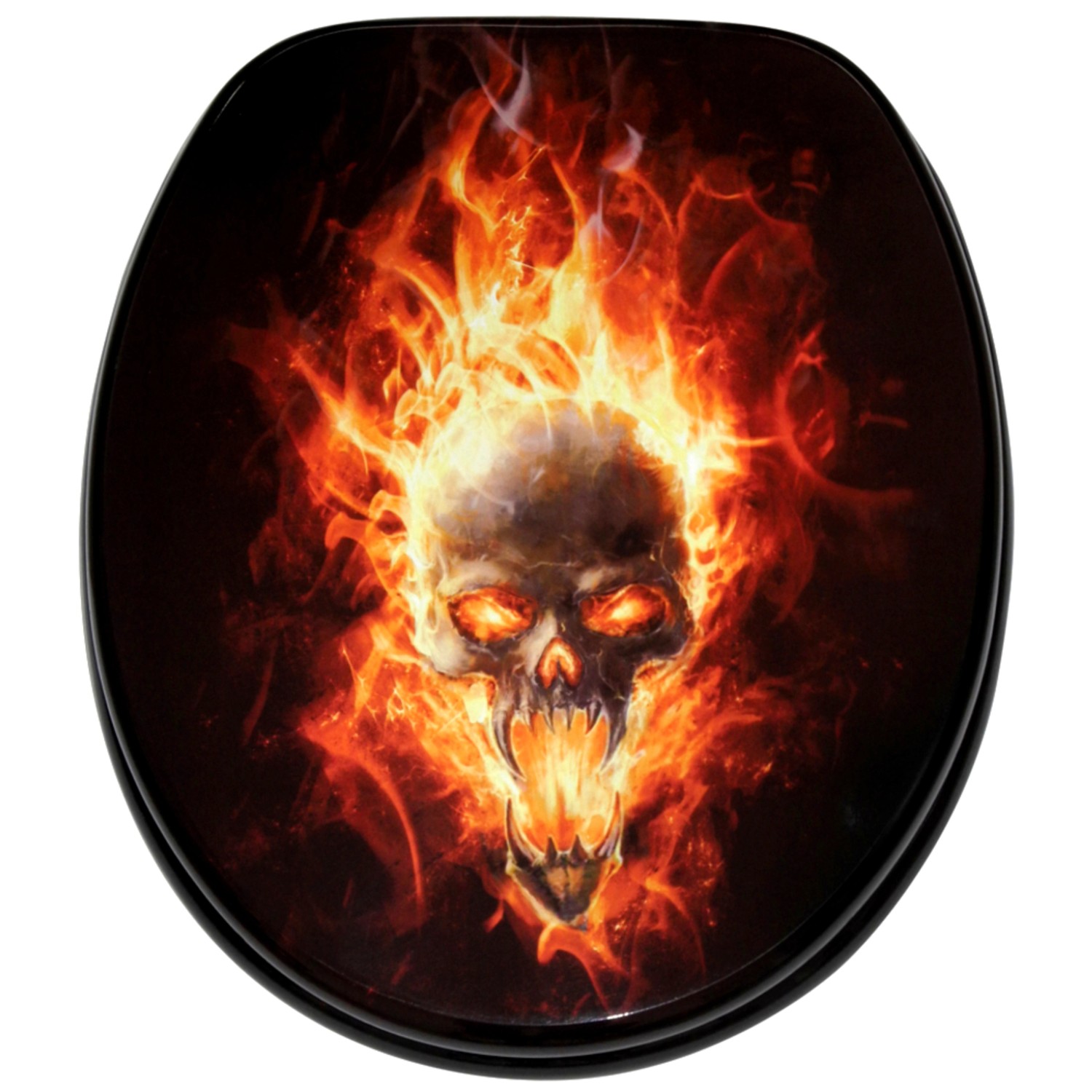 Sanilo WC Sitz mit Absenkautomatik Totenkopf in Flammen, Hochwertiger und Stabiler Toilettendeckel aus Holz von Sanilo