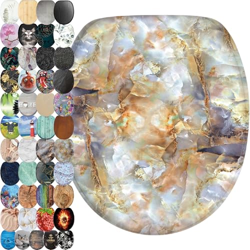 Sanilo WC Sitz ohne Absenkautomatik, viele schöne Toilettendeckel zur Auswahl, hochwertige und stabile Qualität aus Holz (Marmor Braun) von Sanilo