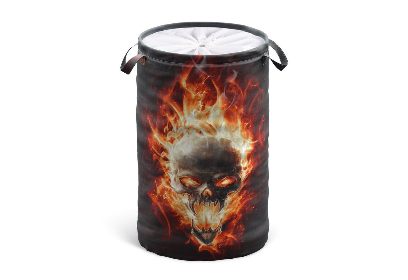 Sanilo Wäschekorb Totenkopf in Flammen, 60 Liter, faltbar, mit Sichtschutz und Griffen, kräftige Farben von Sanilo