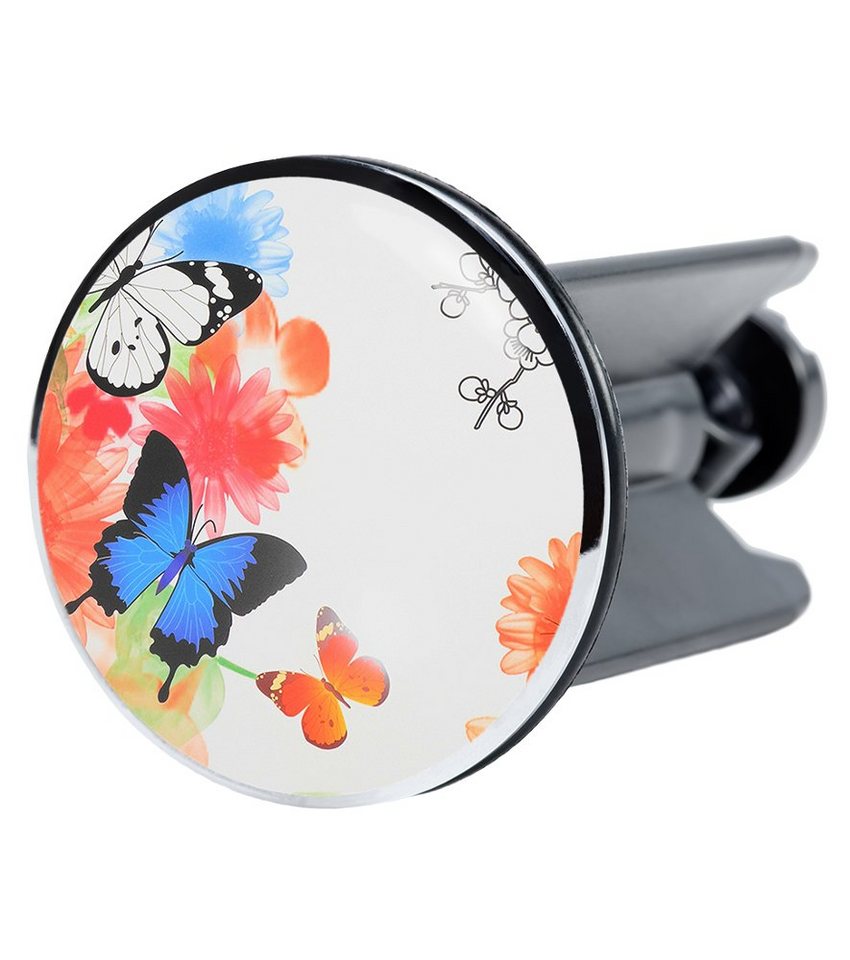 Sanilo Waschbeckenstöpsel Butterfly, Ø 4.0 cm, hochwertig, universell, mit Motiv, 100% wasserdicht von Sanilo