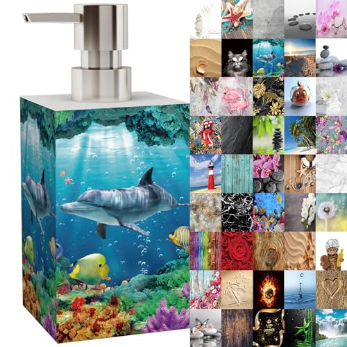 Seifenspender | viele schöne Seifenspender zur Auswahl | modernes, stylisches Design | Blickfang für jedes Badezimmer (Delphin Korallen) von Sanilo