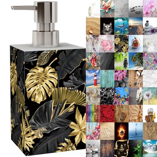 Seifenspender | viele schöne Seifenspender zur Auswahl | modernes, stylisches Design | Blickfang für jedes Badezimmer (Golden Leaves) von Sanilo