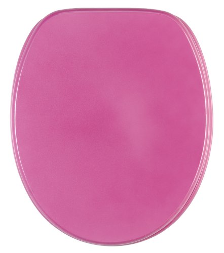 Sanilo Glitzer WC Sitz ohne Absenkautomatik, hochwertiger Toilettendeckel, einfache Montage, stabile Scharniere, Glitzer Pink von Sanilo