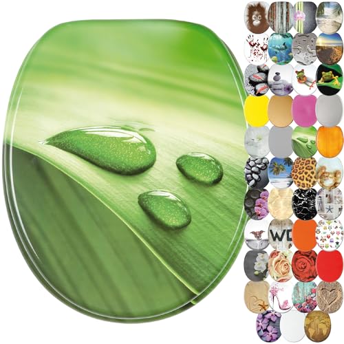 Sanilo WC Sitz ohne Absenkautomatik, viele schöne Toilettendeckel zur Auswahl, hochwertige und stabile Qualität aus Holz (Green Leaf) von Sanilo
