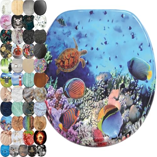 Sanilo WC Sitz ohne Absenkautomatik, viele schöne Toilettendeckel zur Auswahl, hochwertige und stabile Qualität aus Holz (Ocean) von Sanilo