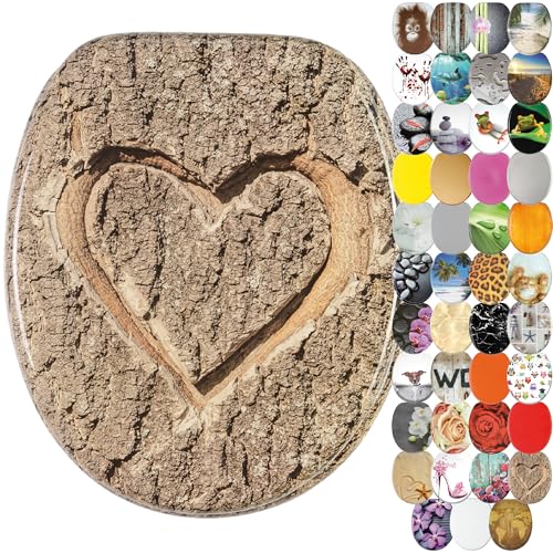 Sanilo WC Sitz ohne Absenkautomatik, viele neue Toilettendeckel zur Auswahl, hochwertige Oberfläche, stabile Scharniere, leichte Montage (True Love) von Sanilo