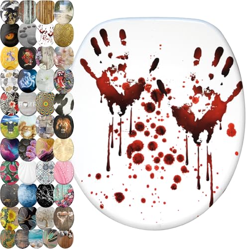 Sanilo WC Sitz mit Absenkautomatik, viele neue Toilettendeckel zur Auswahl, hochwertige Oberfläche, einfache Montage, stabile Scharniere (Blood Hands) von Sanilo