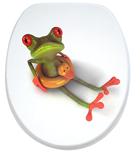 Sanilo WC Sitz mit Absenkautomatik, hochwertiger Toilettendeckel, einfache Montage, stabile Scharniere, Froggy von Sanilo