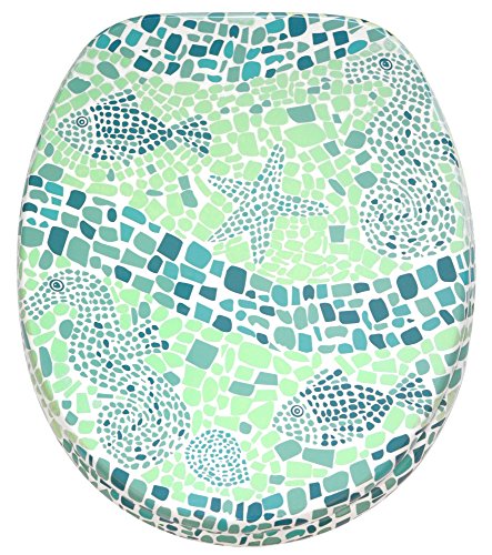 Sanilo WC Sitz mit Absenkautomatik, hochwertiger Toilettendeckel, einfache Montage, stabile Scharniere, Mosaic World Green Sanilo WC Sitz mit Absenkautomatik, hochwertiger Toilettendeckel, einfache Montage, stabile Scharniere, Mosaic World Green von Sanilo