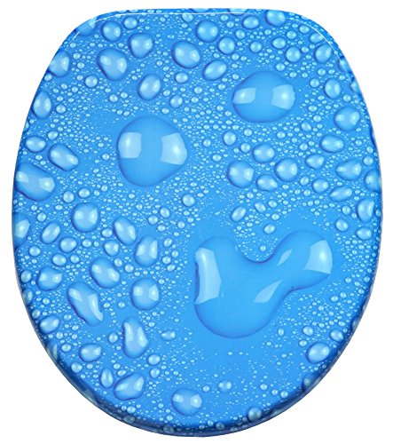 Sanilo WC Sitz mit Absenkautomatik, hochwertiger Toilettendeckel, einfache Montage, stabile Scharniere, Tautropfen Blau Sanilo WC Sitz mit Absenkautomatik, hochwertiger Toilettendeckel, einfache Montage, stabile Scharniere, Tautropfen Blau von Sanilo