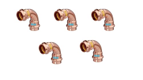 5 Stück Pressfittings Kupfer Bogen 15mm 90° 2 Muffen- 1 Produkt für Gas Trinkwasser und Heizung - V Kontur(Press) von Sanitärshop Baustoffe & Sanitär