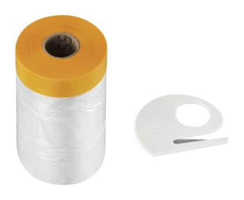 Sanitärshop Baustoffe & Sanitär Goldband Maler Abdeckband Klebeband mit Folienstreifen KombiMask Folie/Goldband UV60 55cmx25m (1 Rolle) von Sanitärshop Baustoffe & Sanitär