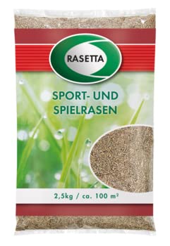 Rasetta Rasensamen Grassamen Sport-u. Spielrasen 2,5 kg für ca. 100qm - äußerst robust und strapazierfähig von Sanitärshop Baustoffe & Sanitär