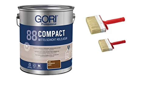 Sanitärshop Baustoffe & Sanitär Gori 88 Compactlasur Holzschutzlasur Das Original inkl. 2 Flächenstreichern (Ebenholz, 2,5 Liters) von Sanitärshop Baustoffe & Sanitär