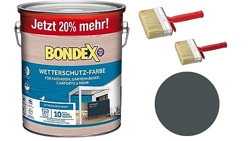 Sanitärshop Baustoffe & Sanitär Set: Bondex Wetterschutz Farbe - atmungsaktiver und hochdeckender Wetterschutz für alle Hölzer im Außenbereich (Anthrazitgrau (RAL 7016), 3 Liters) von Sanitärshop Baustoffe & Sanitär